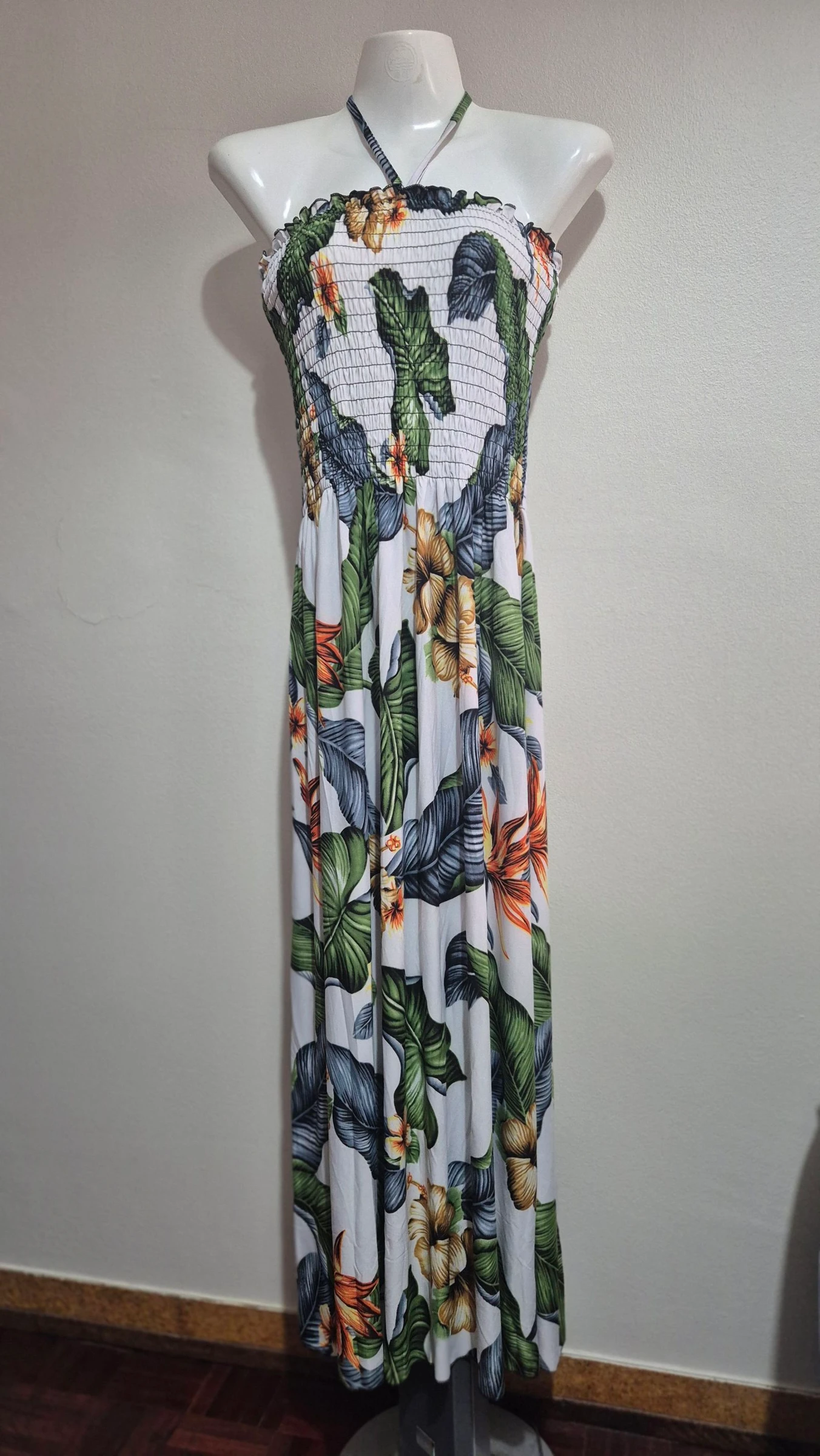 Vestido comprido tropical Tamanho Único